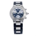 Cartier - a Chronoscaph 21 chronograph wrist watch, 38mm.