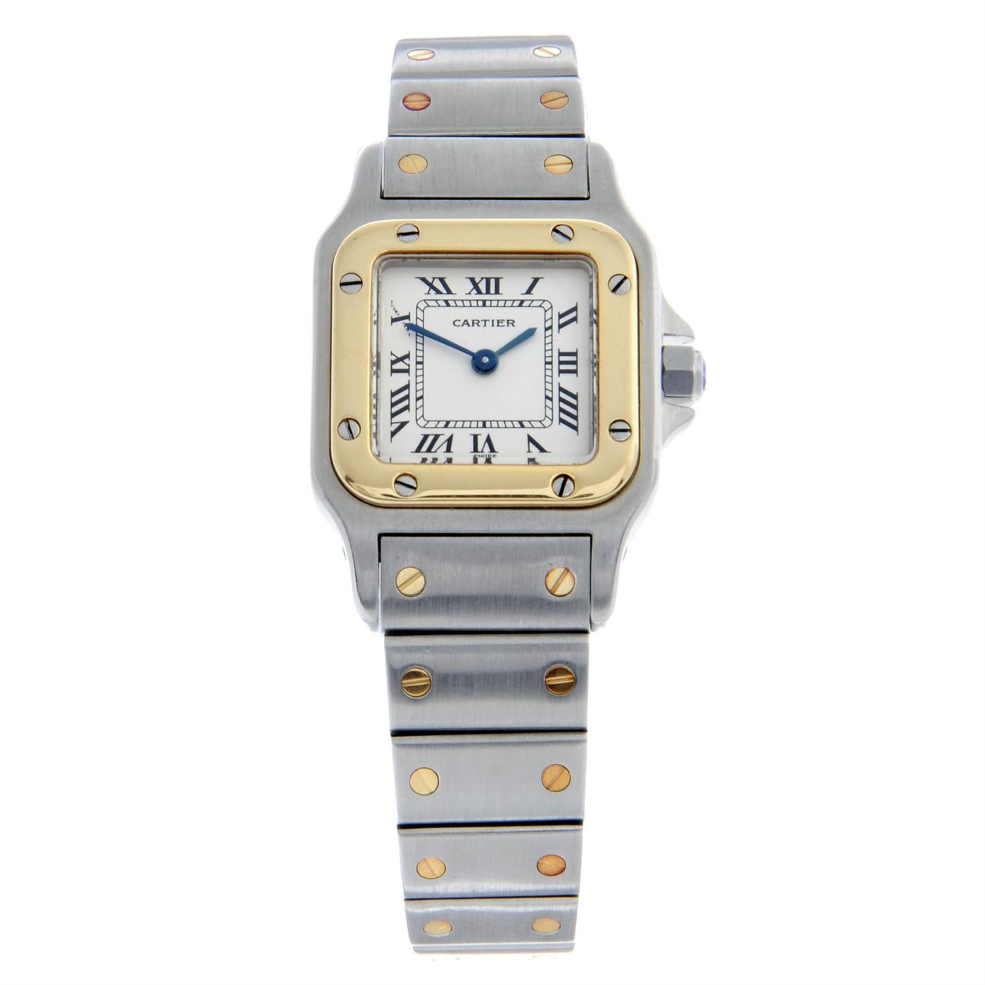Cartier - a Santos bracelet watch, 23x23mm.