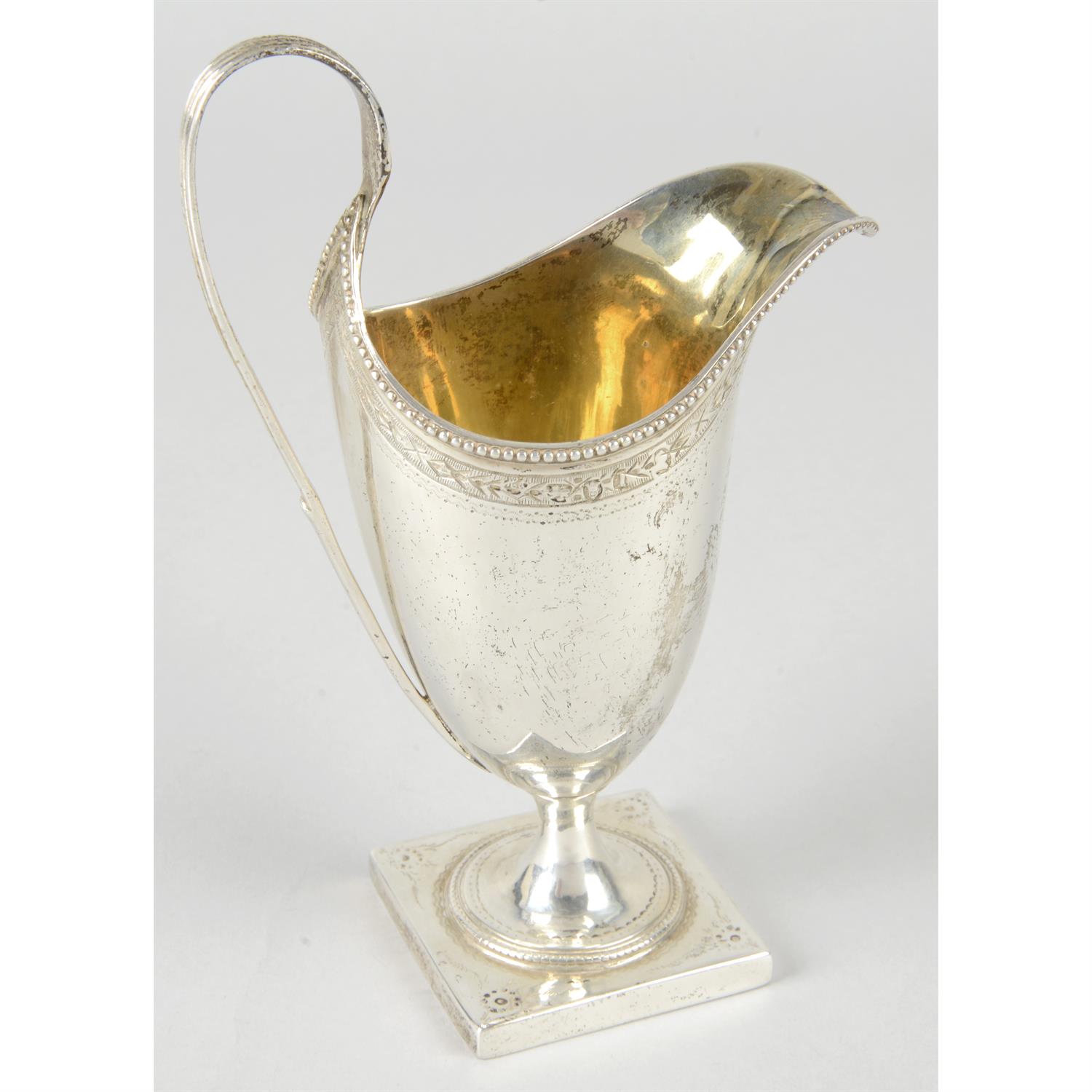 George III silver pedestal cream jug by Hester Bateman. - Image 2 of 3