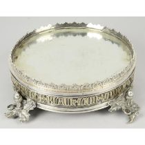 Silver plated & mirrored circular stand (a.f).