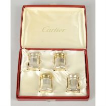 Cased set of Cartier sterling silver salt & pepper pots.