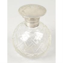 George V silver mounted glass perfume bottle.