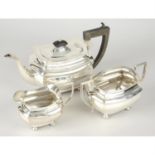 George V silver three piece tea service.