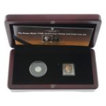 Isle of Man. Elizabeth II Penny Black 170th Anniversary stamp and coin set.