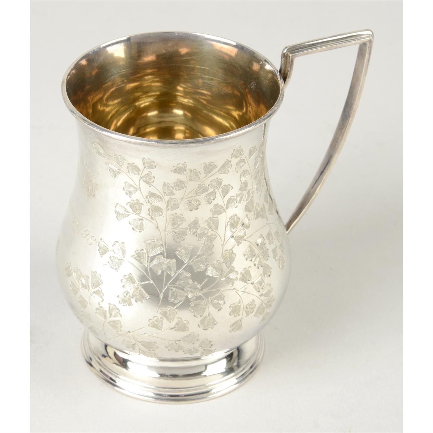 Late Victorian silver christening mug.