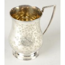 Late Victorian silver christening mug.