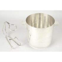 Christofle silver plate ice bucket; together with two teapots.