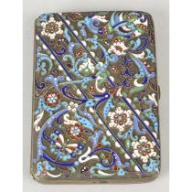 Russian silver & cloisonné enamel cigarette case.