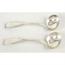 Pair of George IV silver sauce ladles.