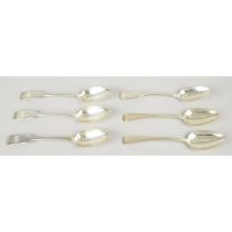 Set of four Victorian silver table spoons; together with a pair.