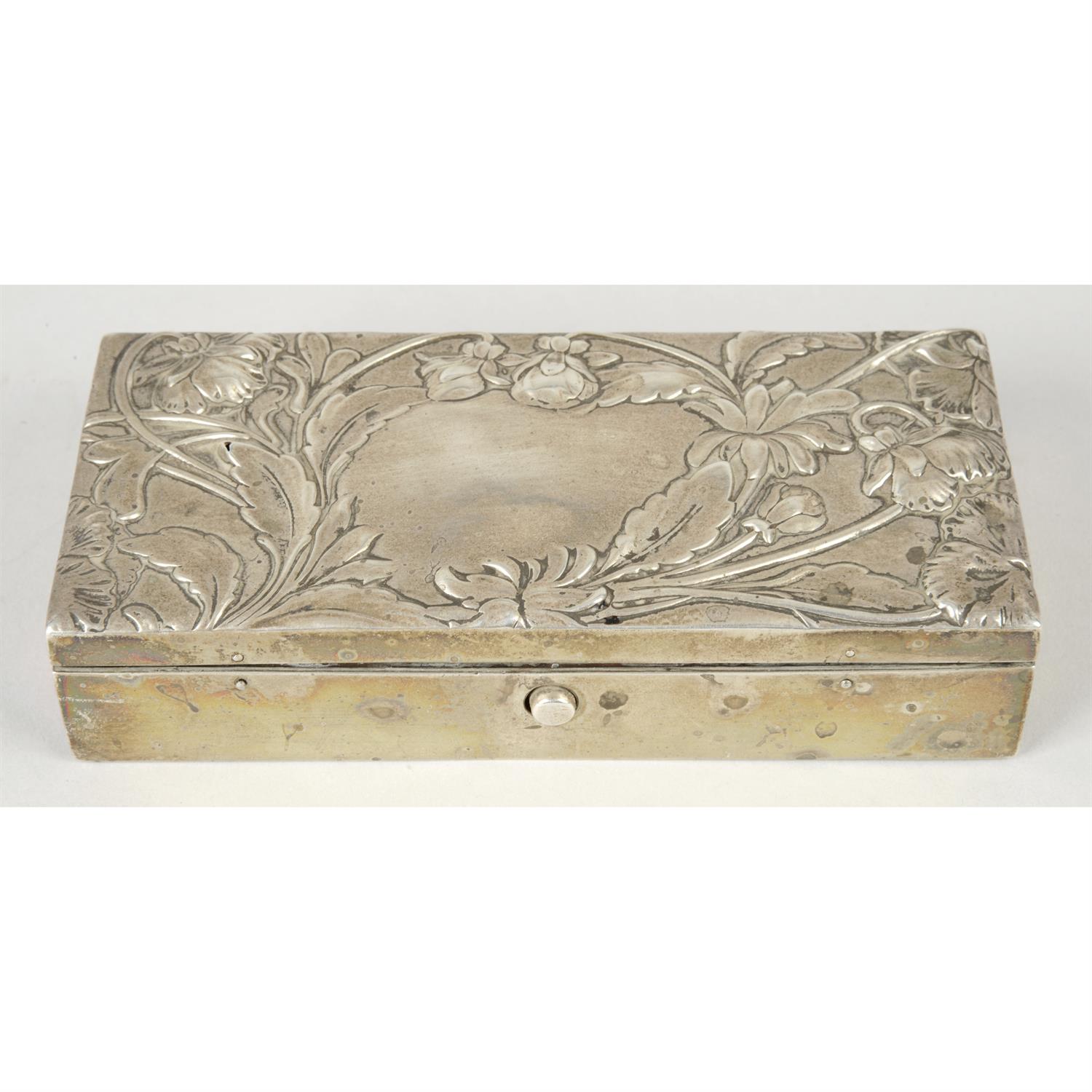 Edwardian silver mounted box, wood lined.
