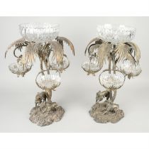 Pair of silver plated table centrepieces.
