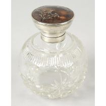 George V silver mounted glass scent bottle.