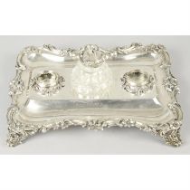 Early Victorian silver inkstand.