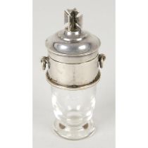 George V silver mounted & glass communion pyx/wine bottle.