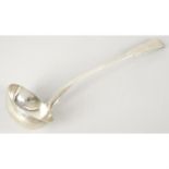 George III silver soup ladle in Fiddle pattern.