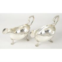 Pair of mid-20th century silver sauce boats.