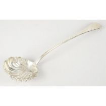 Early Victorian silver shell bowl soup ladle.