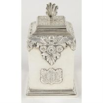 Mid-20th century silver tea caddy.