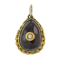 19th century garnet & split pearl pendant