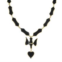 Georgian Vauxhall glass mourning necklace