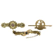 Three Victorian & later bar brooches