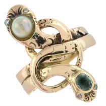 Victorian gem snake ring