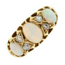 Early 20th century opal & diamond ring