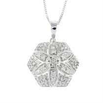 9ct gold diamond pendant with chain