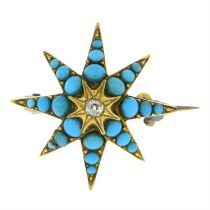 Victorian turquoise & diamond star brooch