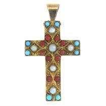 Late Victorian gem-set cross pendant