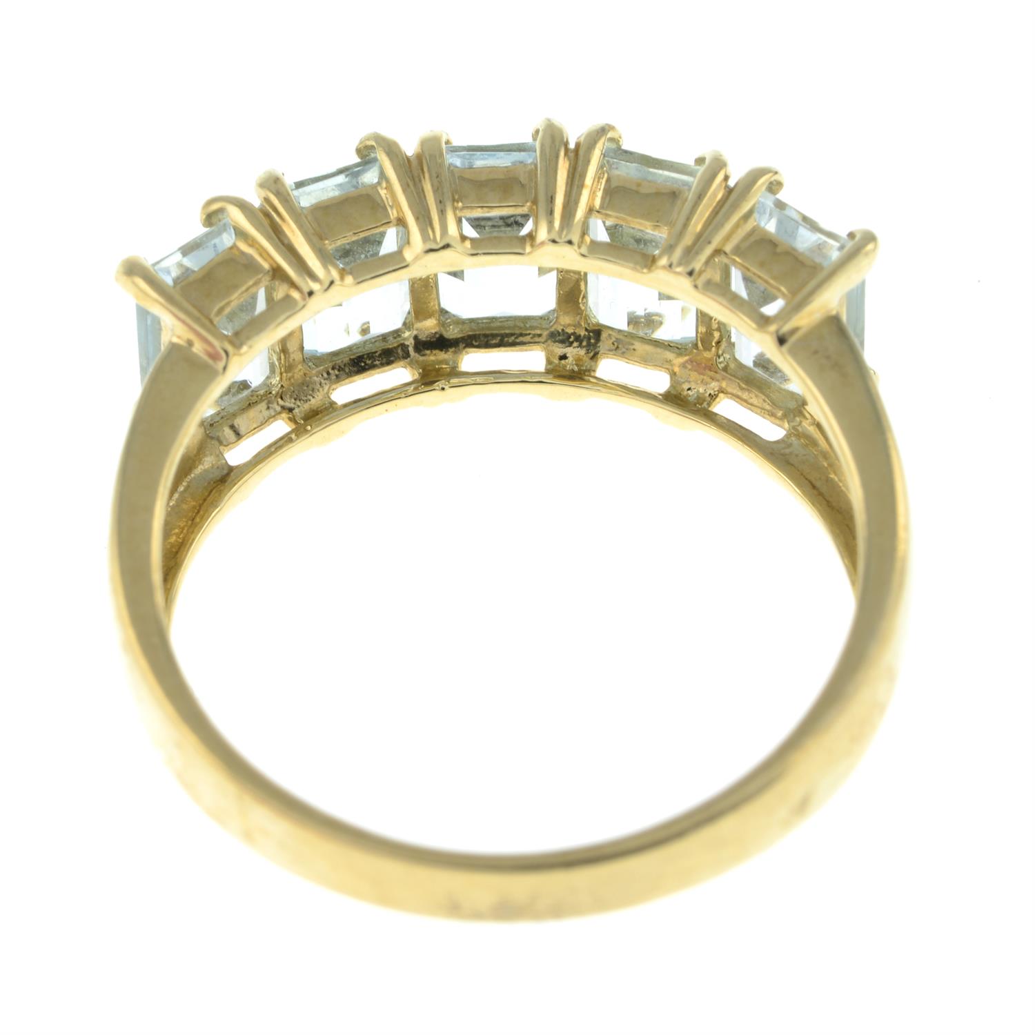 9ct gold aquamarine five-stone ring - Image 2 of 2