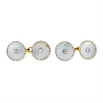 Mother-of-pearl & old-cut diamond cufflinks