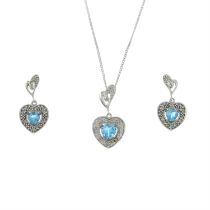 Topaz & diamond necklace and earrings