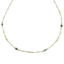 Split pearl & turquoise chain necklace