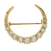 Cubic zirconia crescent brooch