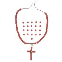 19th century coral cross necklace, AF