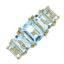9ct gold aquamarine five-stone ring