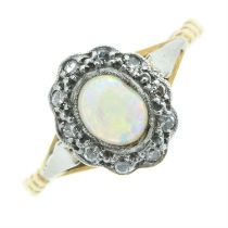 Opal & colourless gem cluster ring
