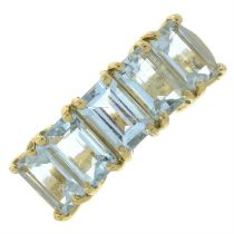 9ct gold aquamarine five-stone ring