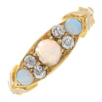 Edwardian 18ct gold opal & diamond dress ring
