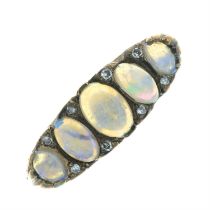 9ct gold opal & diamond dress ring