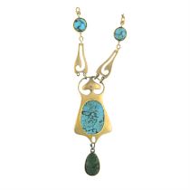 Edwardian gold turquoise pendant