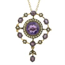 Early 20th century gem pendant with chain