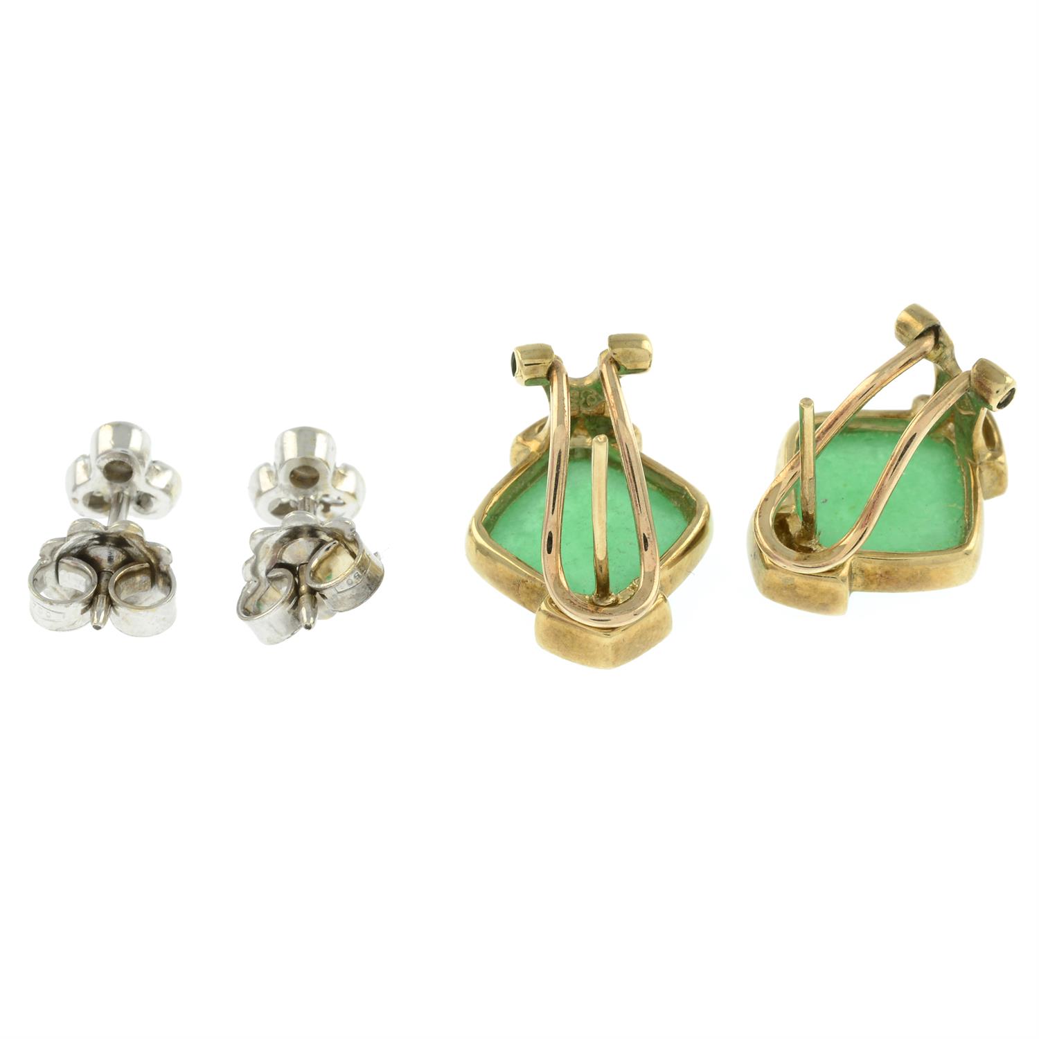 Two pairs of diamond & gem earrings - Image 2 of 2