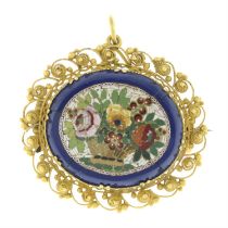 Victorian gold micro mosaic brooch/pendant