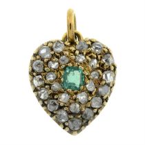 Early 20th century emerald & diamond pendant