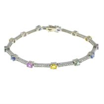 18ct gold diamond & sapphire line bracelet