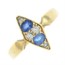 Edwardian 18ct gold sapphire & diamond dress ring
