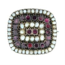 Victorian garnet & split pearl brooch